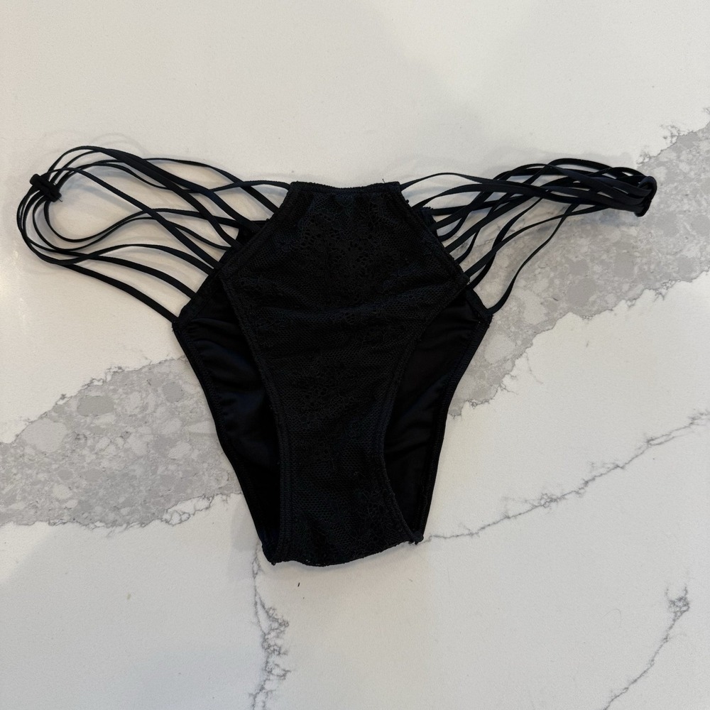 Vtg Victoria's Secret RARE 2014 Satin Lace Stripy Cheekini Bikini Panty Med NWT